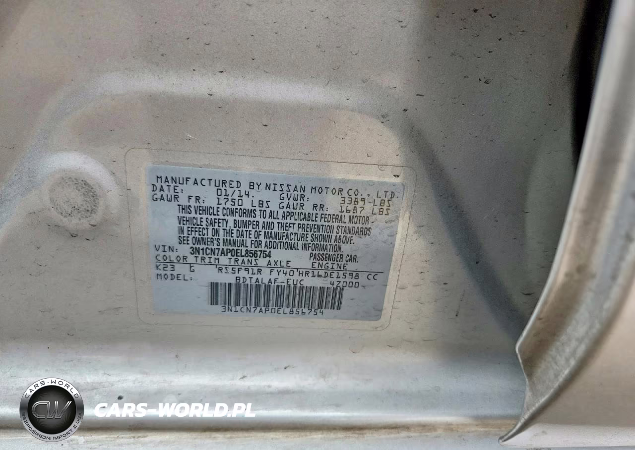 2014 Nissan Versa 1.6 S VIN:3N1CN7AP0EL856754 - 12