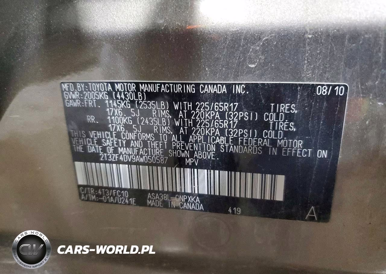 2010 Toyota Rav4 Base VIN:2T3ZF4DV9AW050587 - 13
