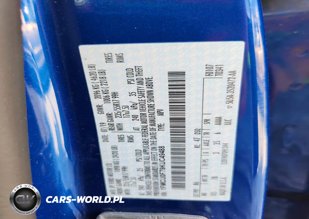 2019 Ford Escape S VIN:1FMCU0F79KUC49488 - 14