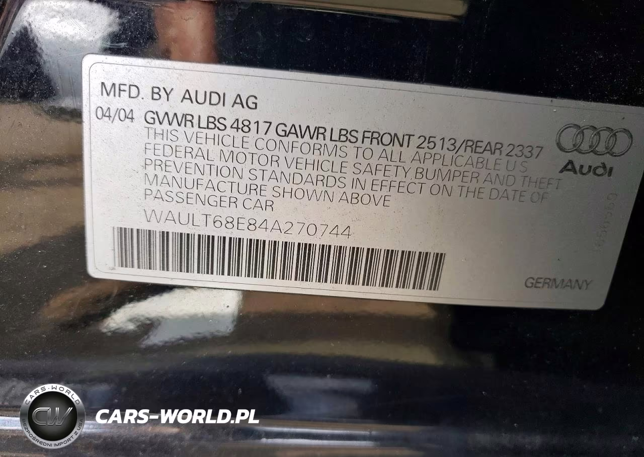 2004 Audi A4 3.0 Quattro VIN:WAULT68E84A270744 - 12