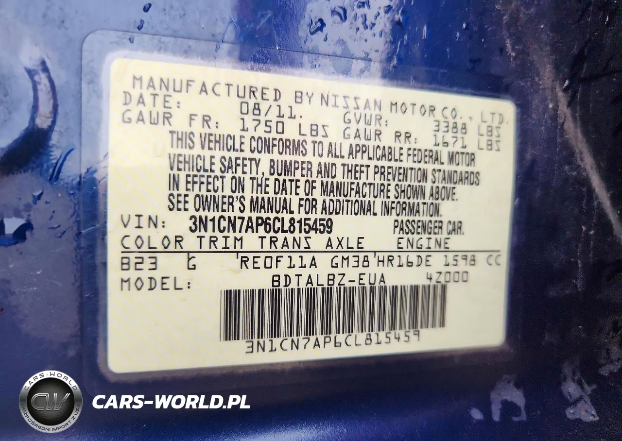 2012 Nissan Versa 1.6 S VIN:3N1CN7AP6CL815459 - 12