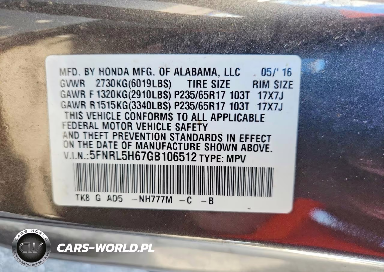 2016 Honda Odyssey Exl VIN:5FNRL5H67GB106512 - 14