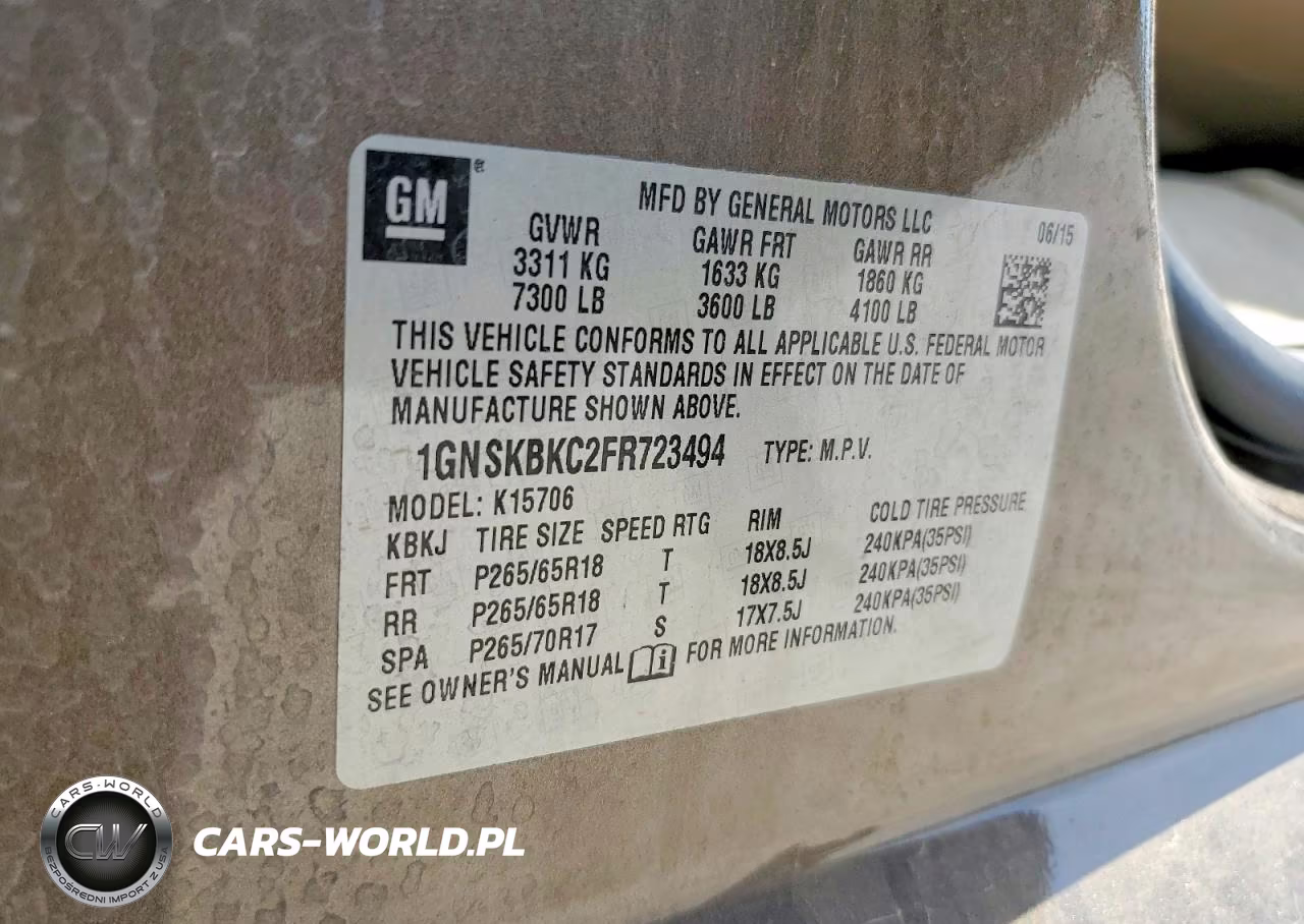 2015 Chevrolet Taho Lt VIN:1GNSKBKC2FR723494 - 13