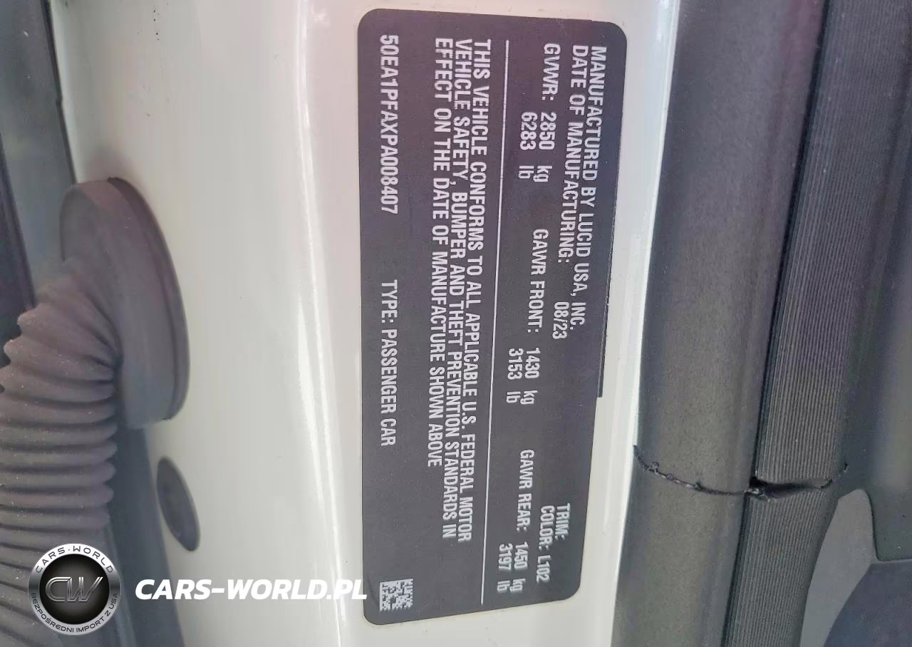2023 Lucid Motors Air Pure VIN:50EA1PFAXPA008407 - 12