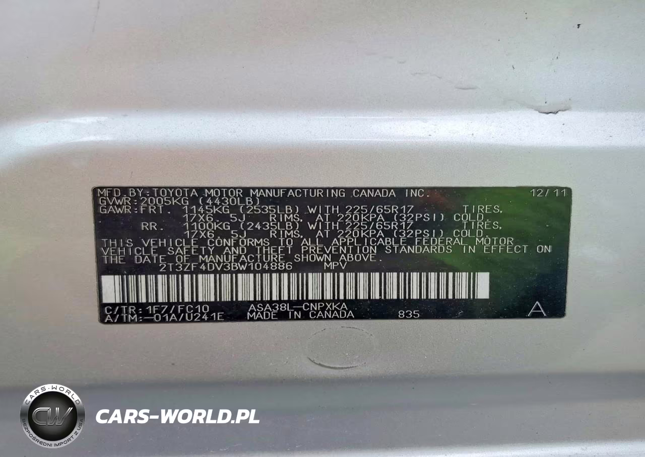 2011 Toyota Rav4 Base VIN:2T3ZF4DV3BW104886 - 13