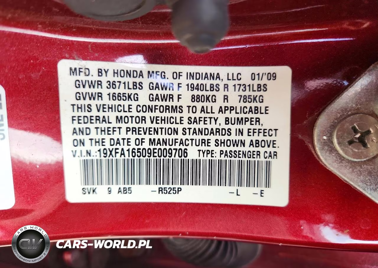 2009 Honda Civic Lx VIN:19XFA16509E009706 - 13