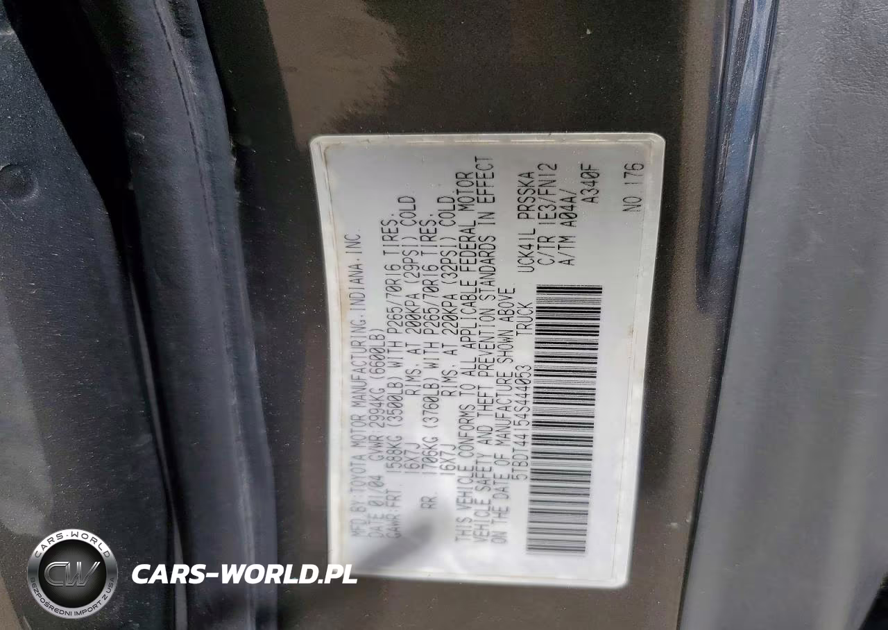 2004 Toyota Tundra Sr5 VIN:5TBDT44154S444053 - 12
