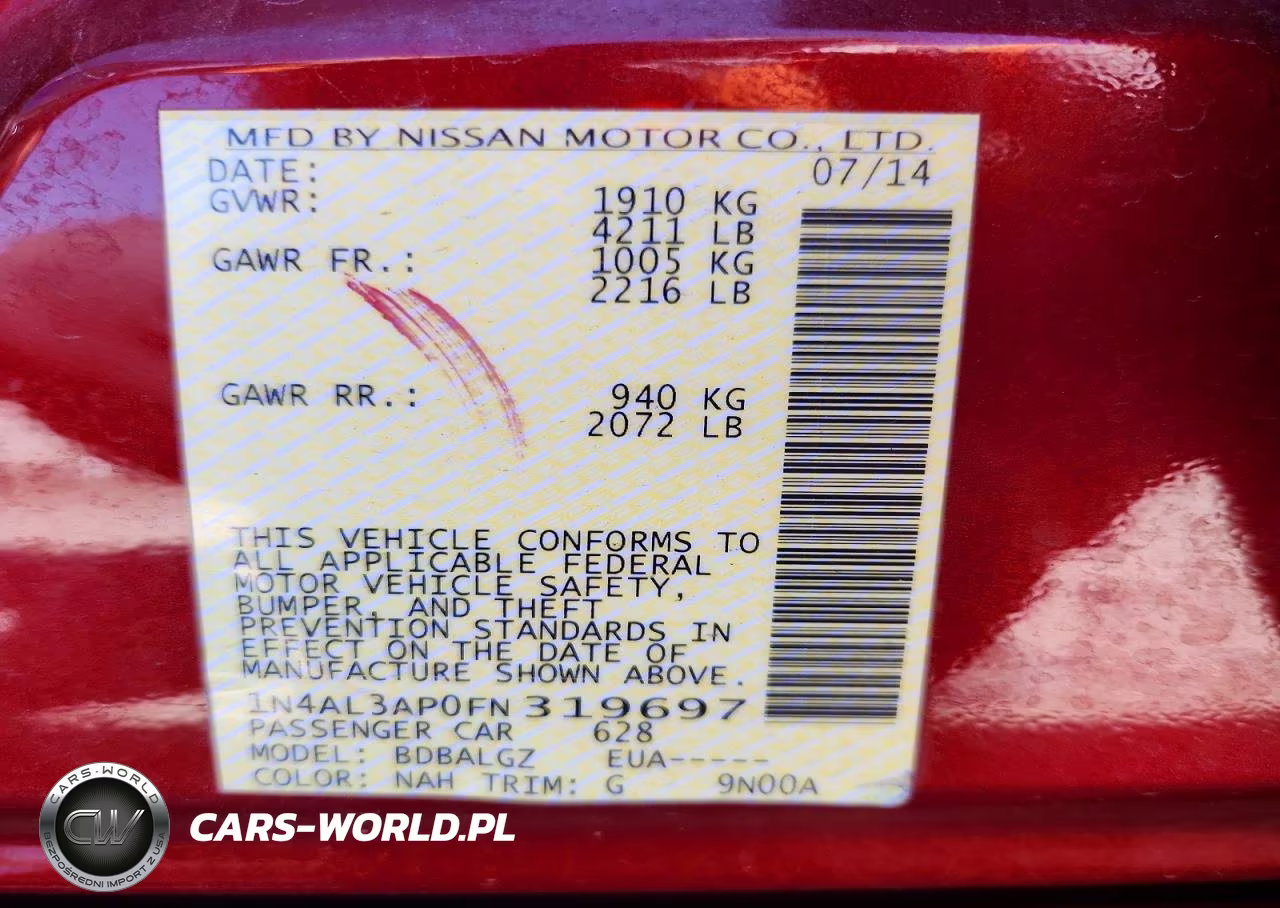 2015 Nissan Altima 2.5 S VIN:1N4AL3AP0FN319697 - 12