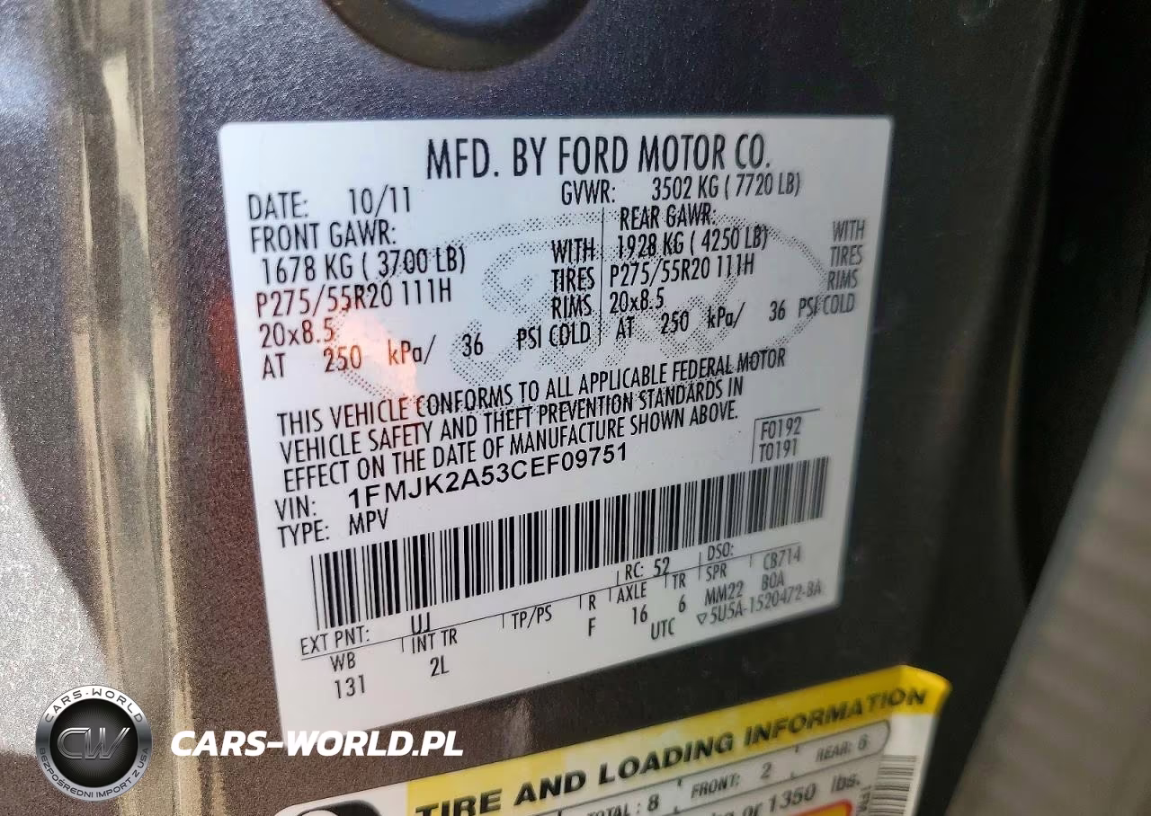 2012 Ford Expedition El Limited VIN:1FMJK2A53CEF09751 - 12