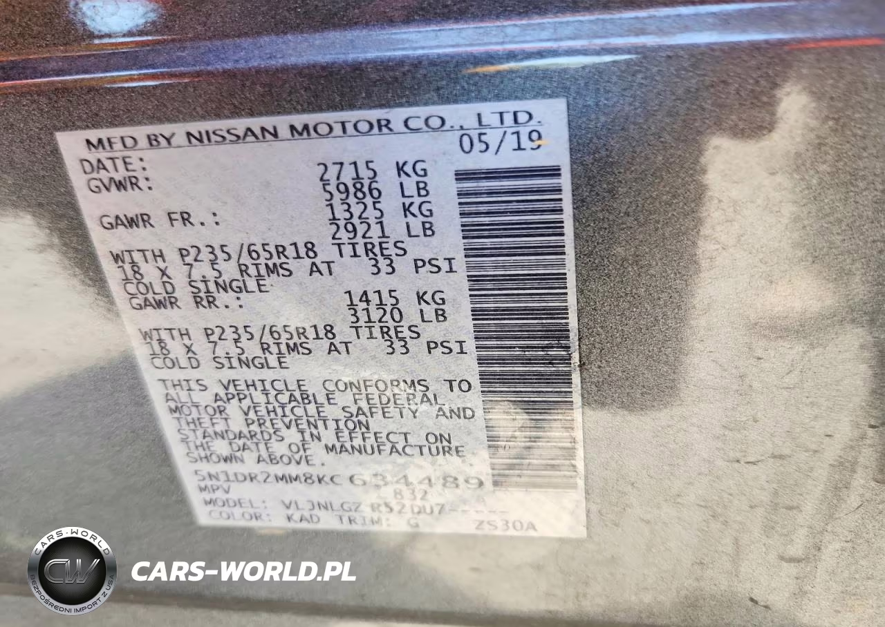 2019 Nissan Pathfinder Sl VIN:5N1DR2MM8KC634489 - 12