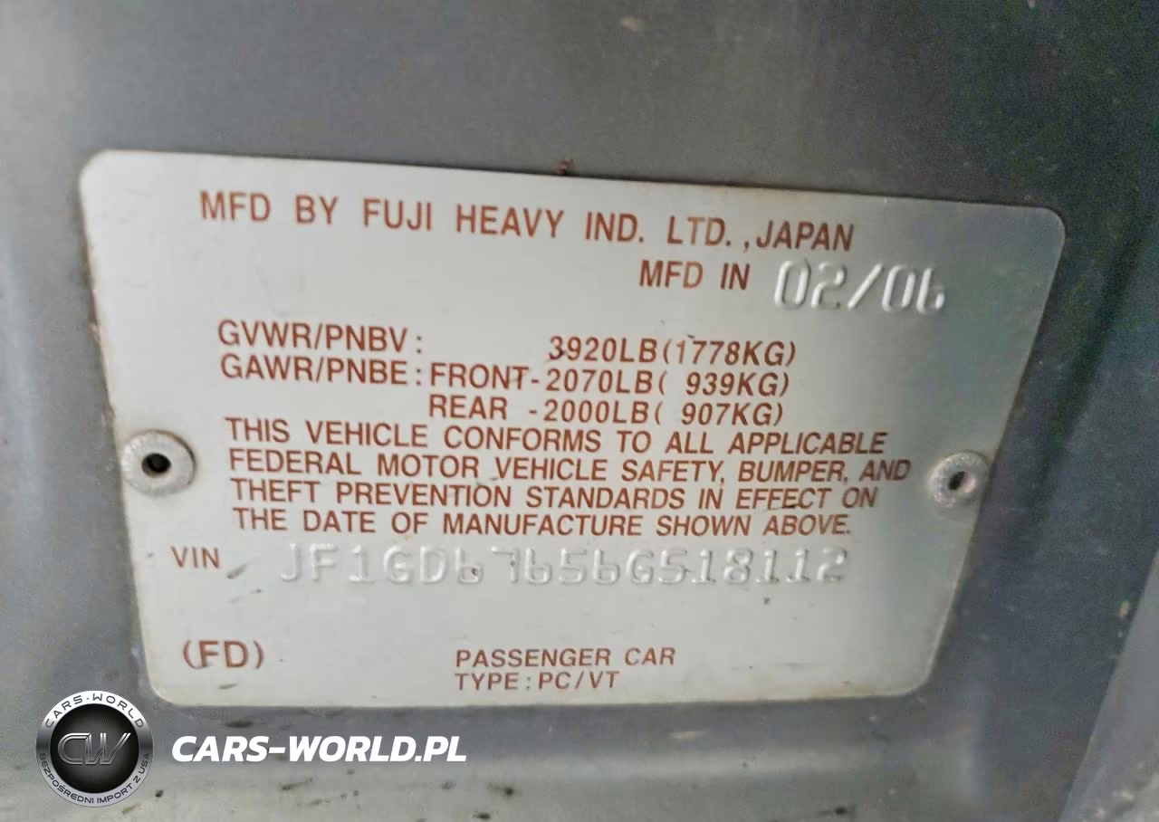 2006 Subaru Impreza 2.5I VIN:JF1GD67656G518112 - 12