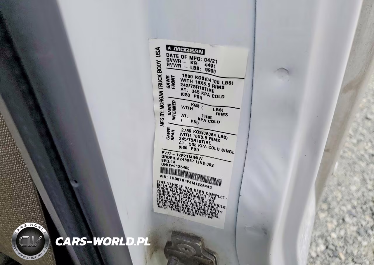 2021 GMC Savana Cutaway G3500 Box Truck VIN:1GD07RFP4M1226445 - 13