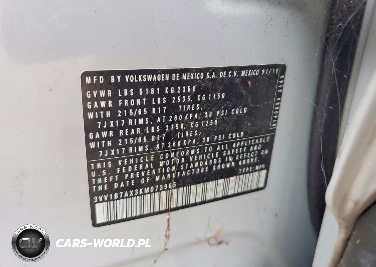 2019 Volkswagen Tiguan S VIN:3VV1B7AX3KM073965 - 13