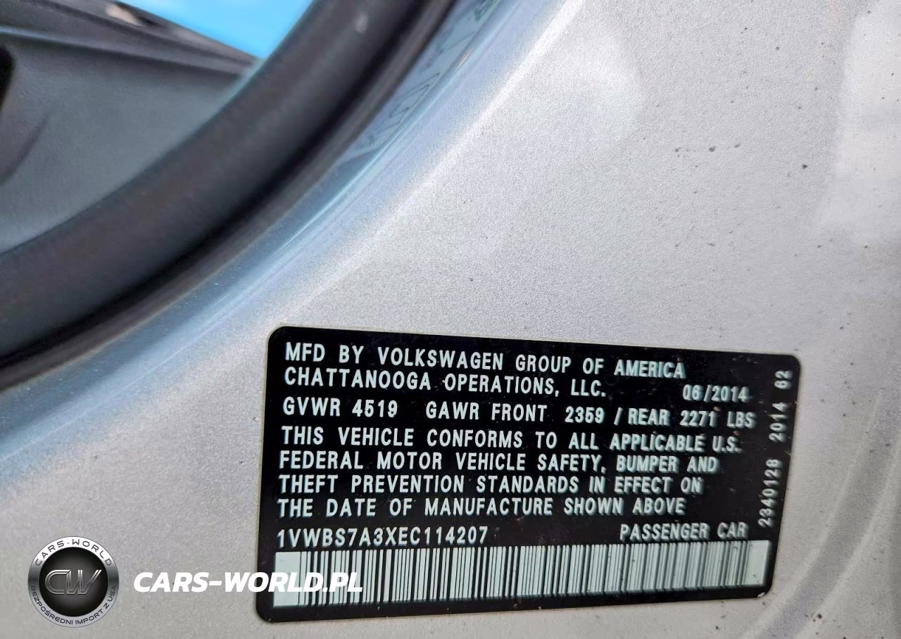2014 Volkswagen Passat Se VIN:1VWBS7A3XEC114207 - 12