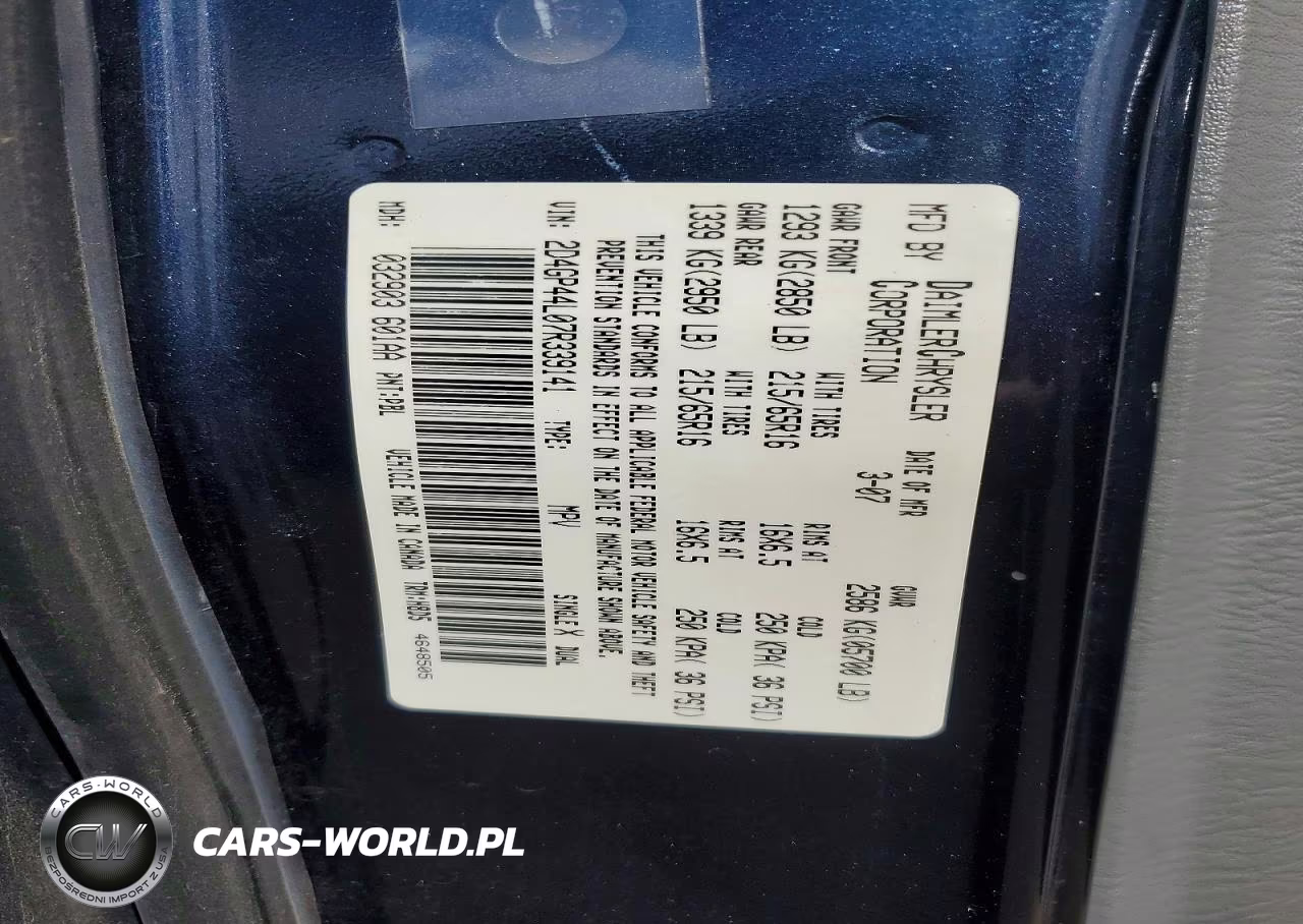 2007 Dodge Grand Caravan Sxt VIN:2D4GP44L07R339141 - 13