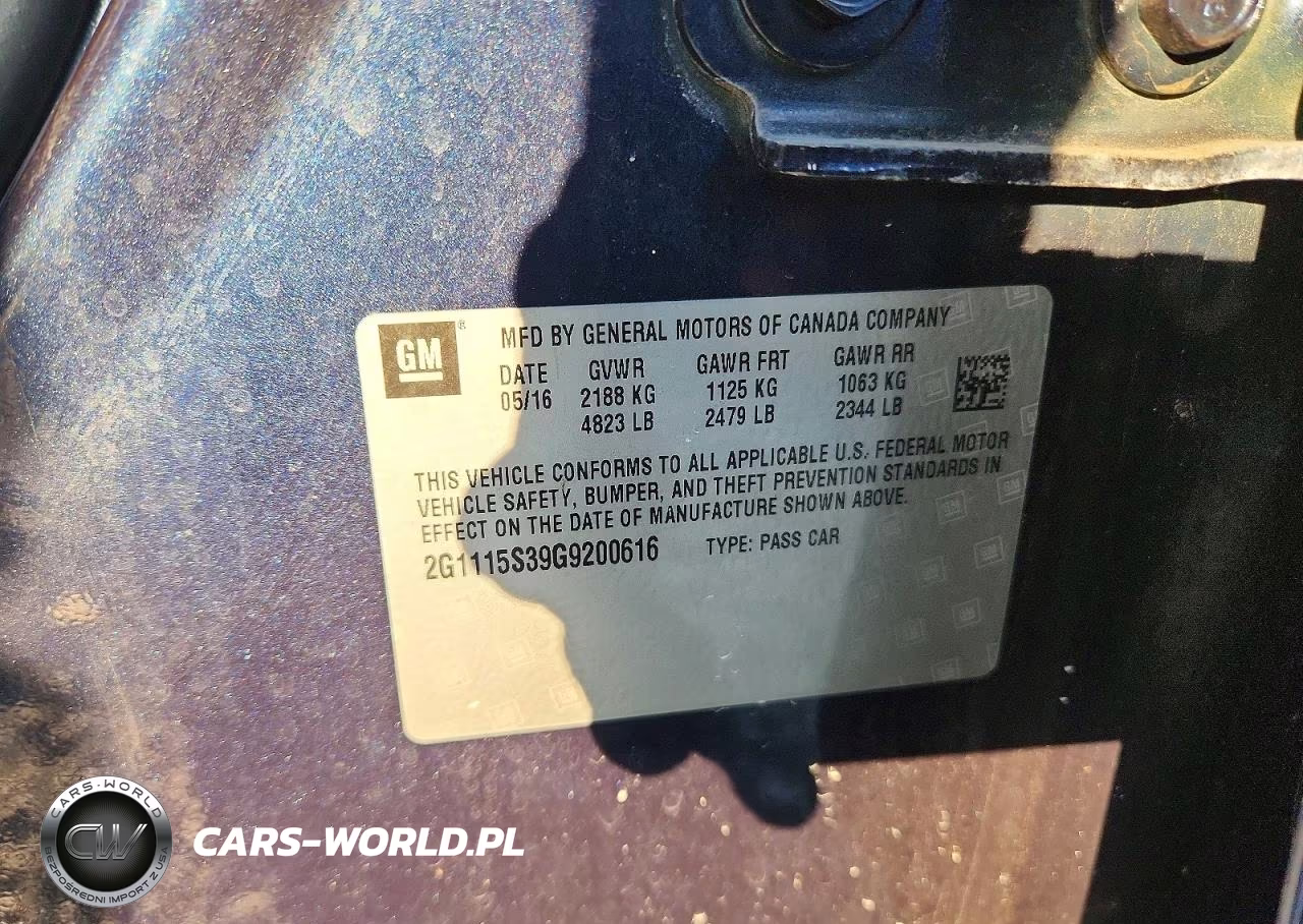 2016 Chevrolet Impala Lt VIN:2G1115S39G9200616 - 12