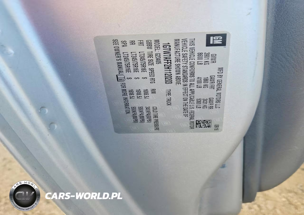 2017 GMC Savana G2500 VIN:1GTW7AFF2H1120203 - 13