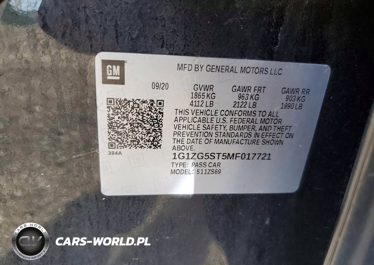 2021 Chevrolet Malibu Rs VIN:1G1ZG5ST5MF017721 - 12