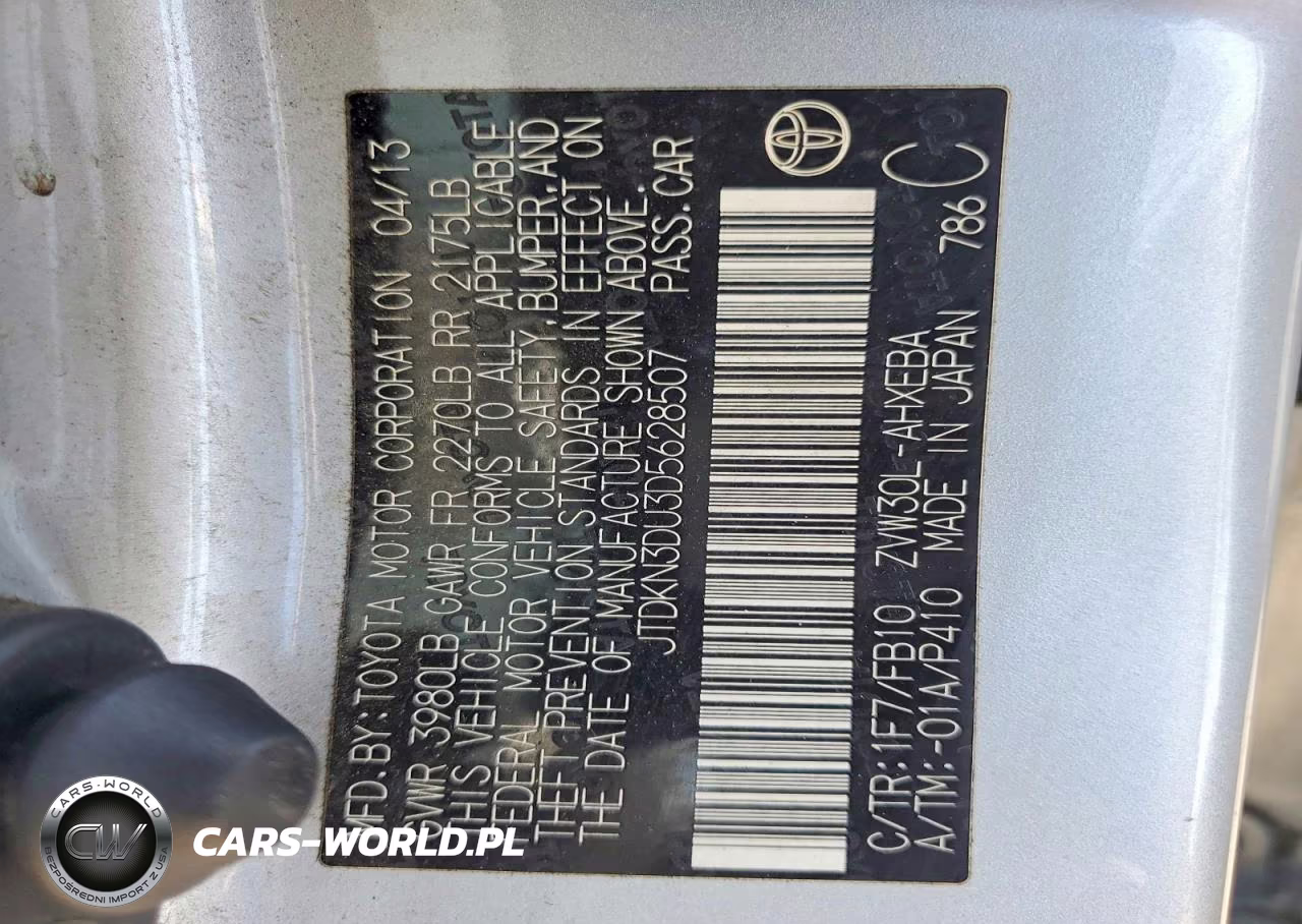 2013 Toyota Prius Two VIN:JTDKN3DU3D5628507 - 12