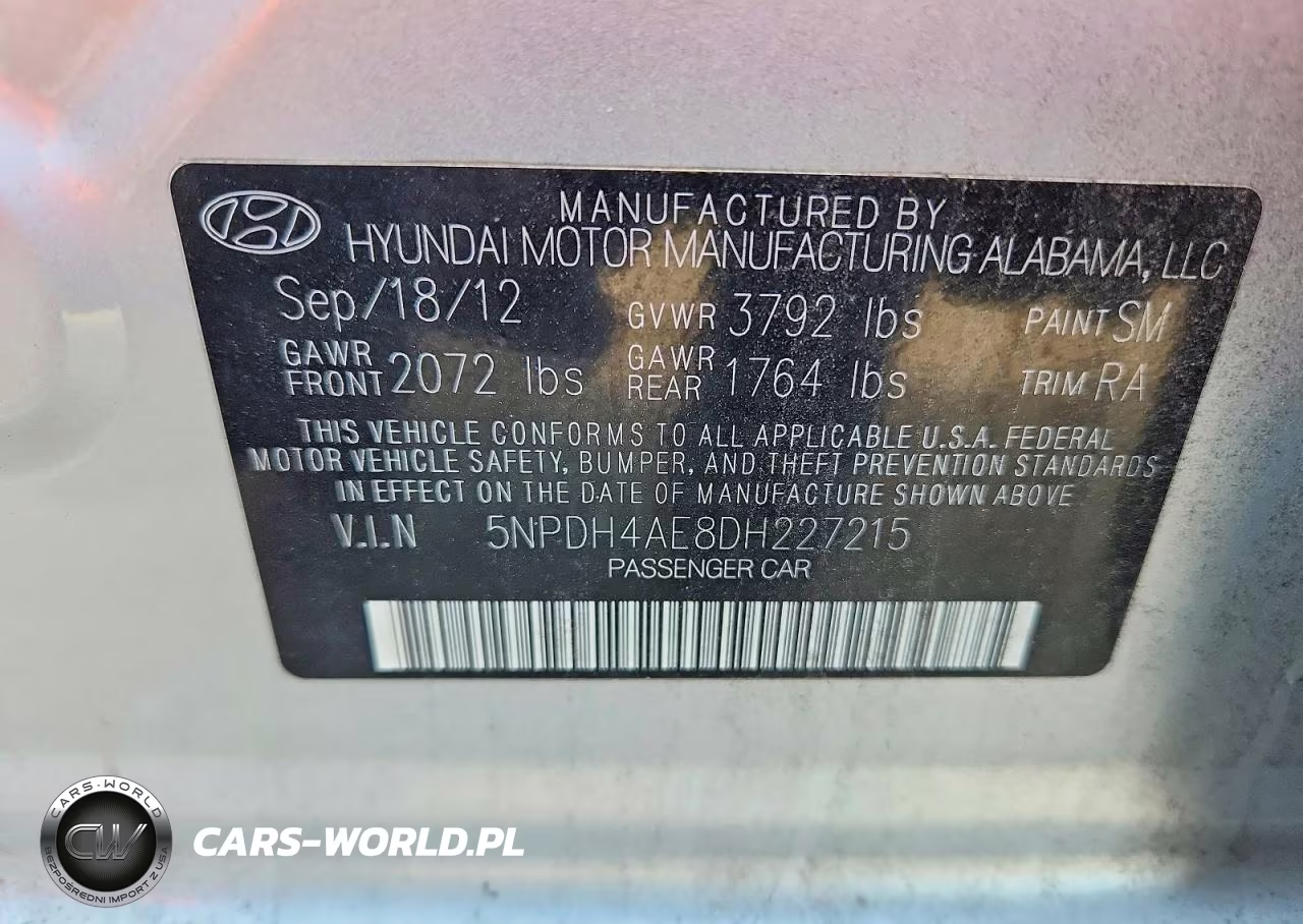 2013 Hyundai Elantra Gls VIN:5NPDH4AE8DH227215 - 12