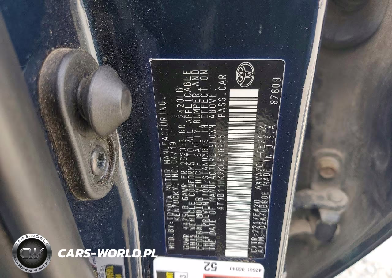 2019 Toyota Camry Se VIN:4T1B11HK2KU778955 - 12