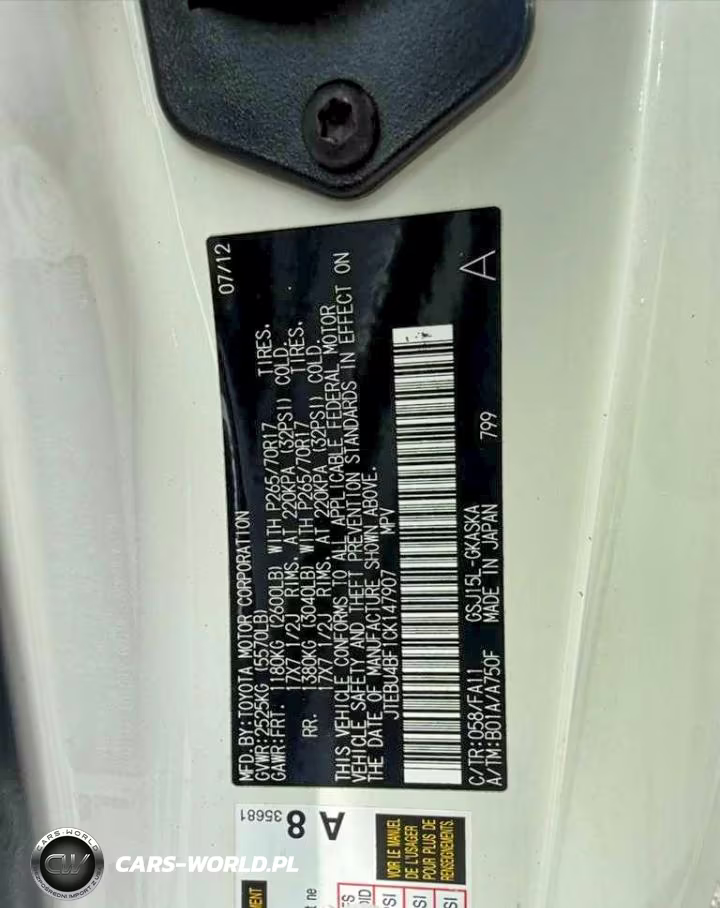 2012 Toyota Fj Cruiser Base VIN:JTEBU4BF1CK147907 - 11