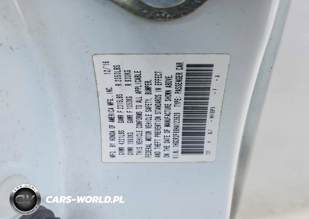 2017 Honda Accord Exl VIN:1HGCR2F99HA123629 - 13