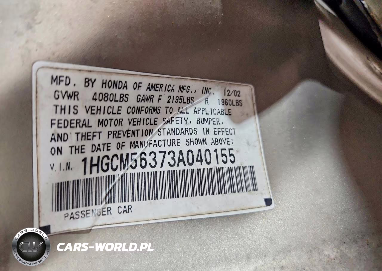 2003 Honda Accord Lx VIN:1HGCM56373A040155 - 13
