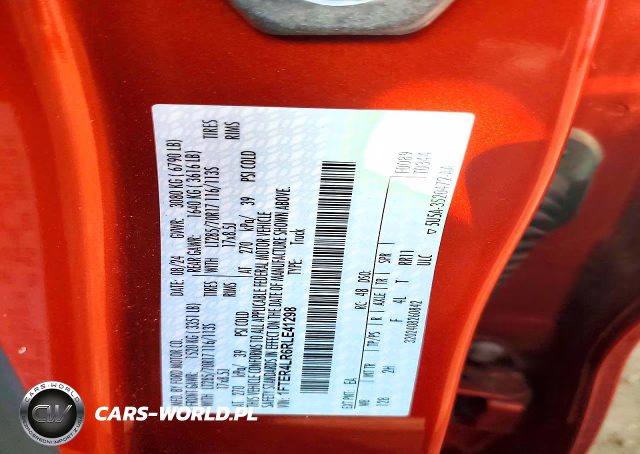 2024 Ford Ranger Raptor VIN:1FTER4LR6RLE41298 - 12
