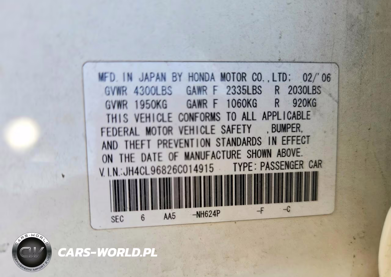 2006 Acura Tsx VIN:JH4CL96826C014915 - 12