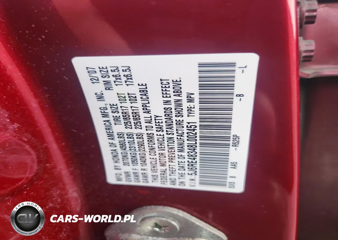 2008 Honda Cr-V Lx VIN:5J6RE48348L002451 - 13