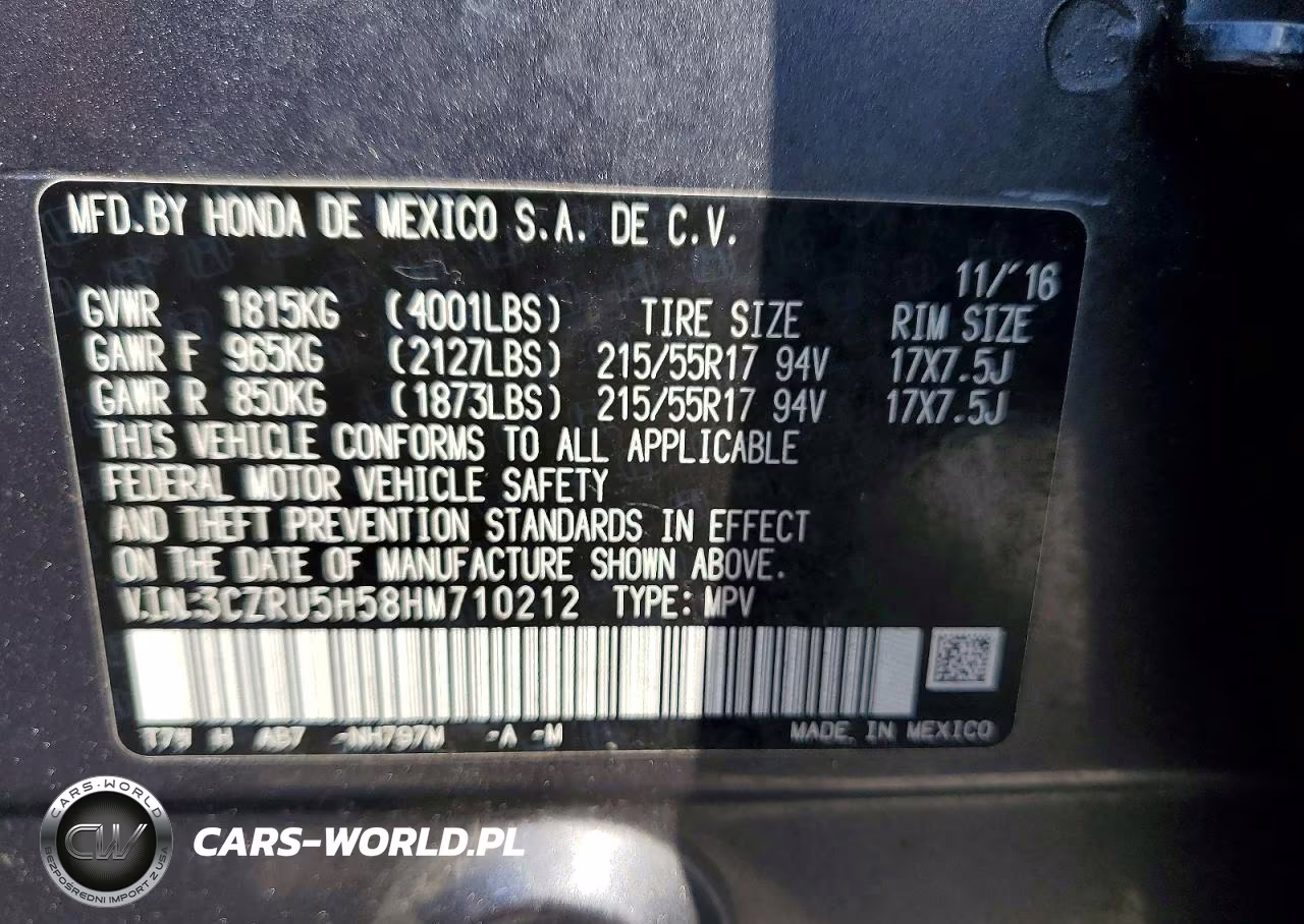 2017 Honda Hr-V Ex VIN:3CZRU5H58HM710212 - 14