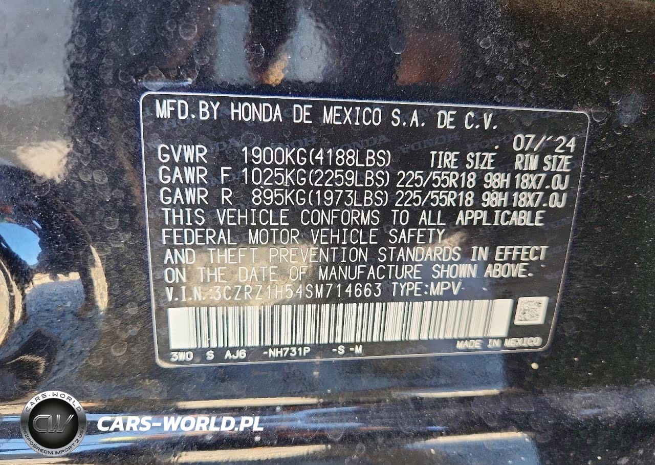 2025 Honda Hr-V Sport VIN:3CZRZ1H54SM714663 - 12
