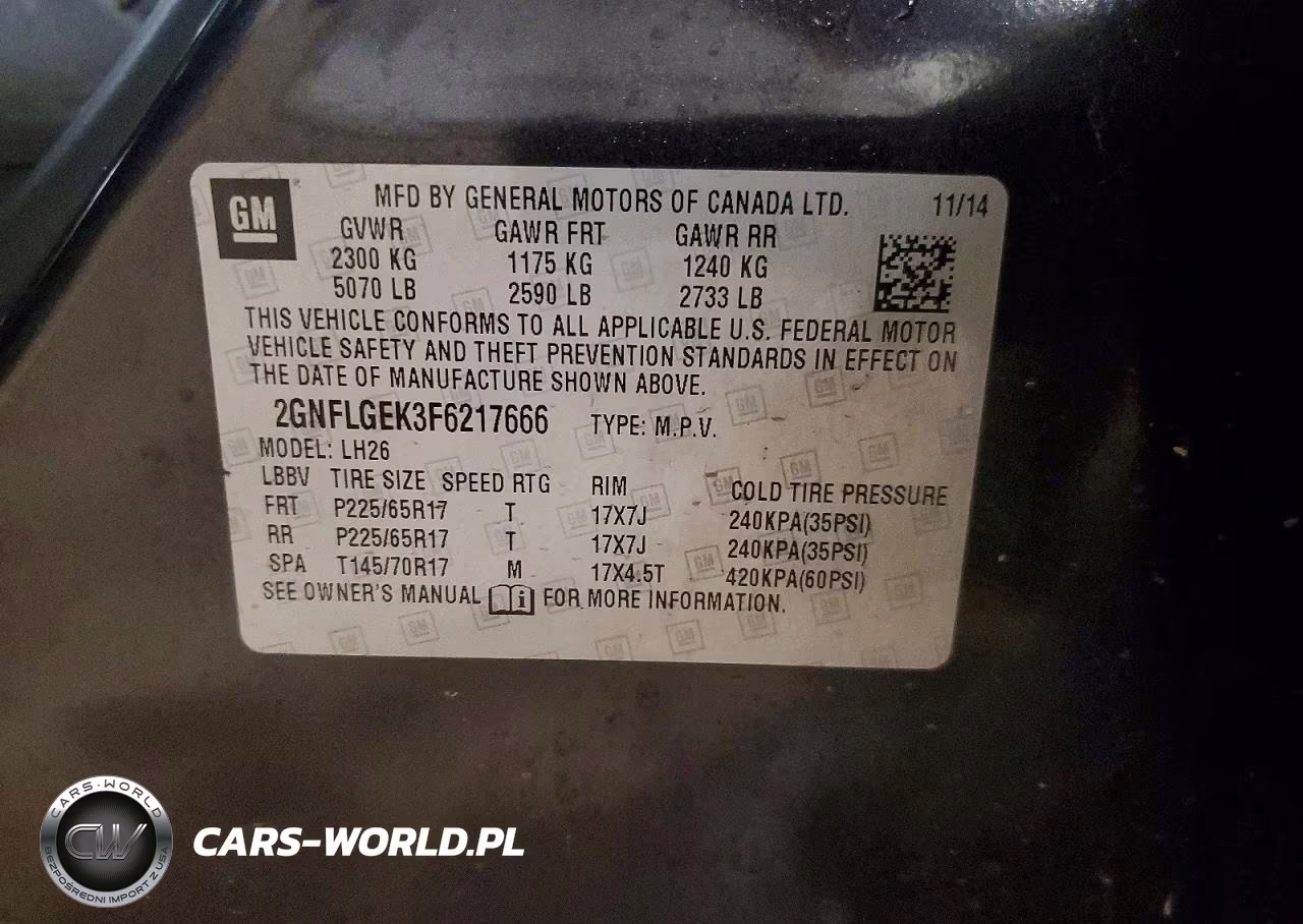 2015 Chevrolet Equinox Lt VIN:2GNFLGEK3F6217666 - 14