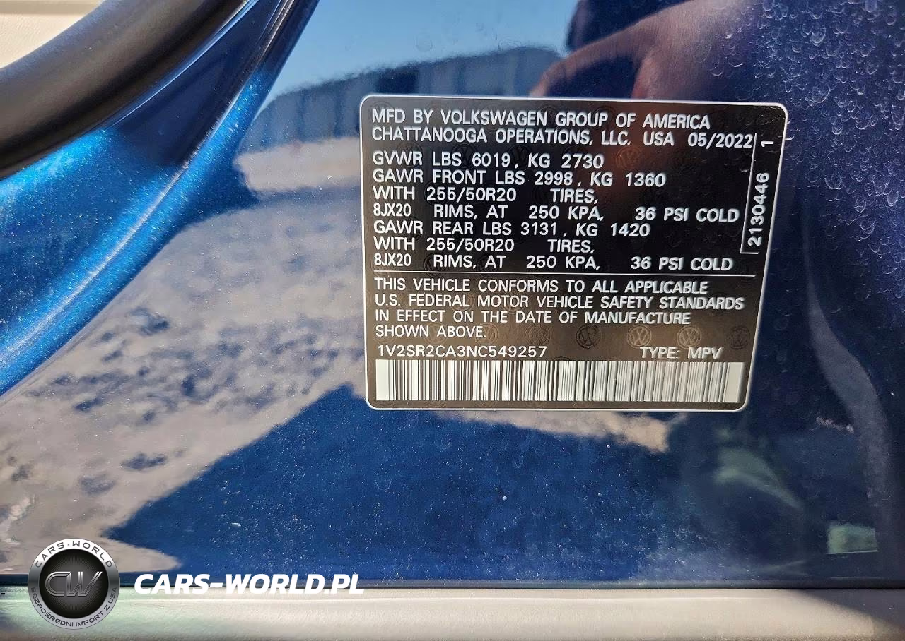 2022 Volkswagen Atlas Sel R-Line VIN:1V2SR2CA3NC549257 - 12