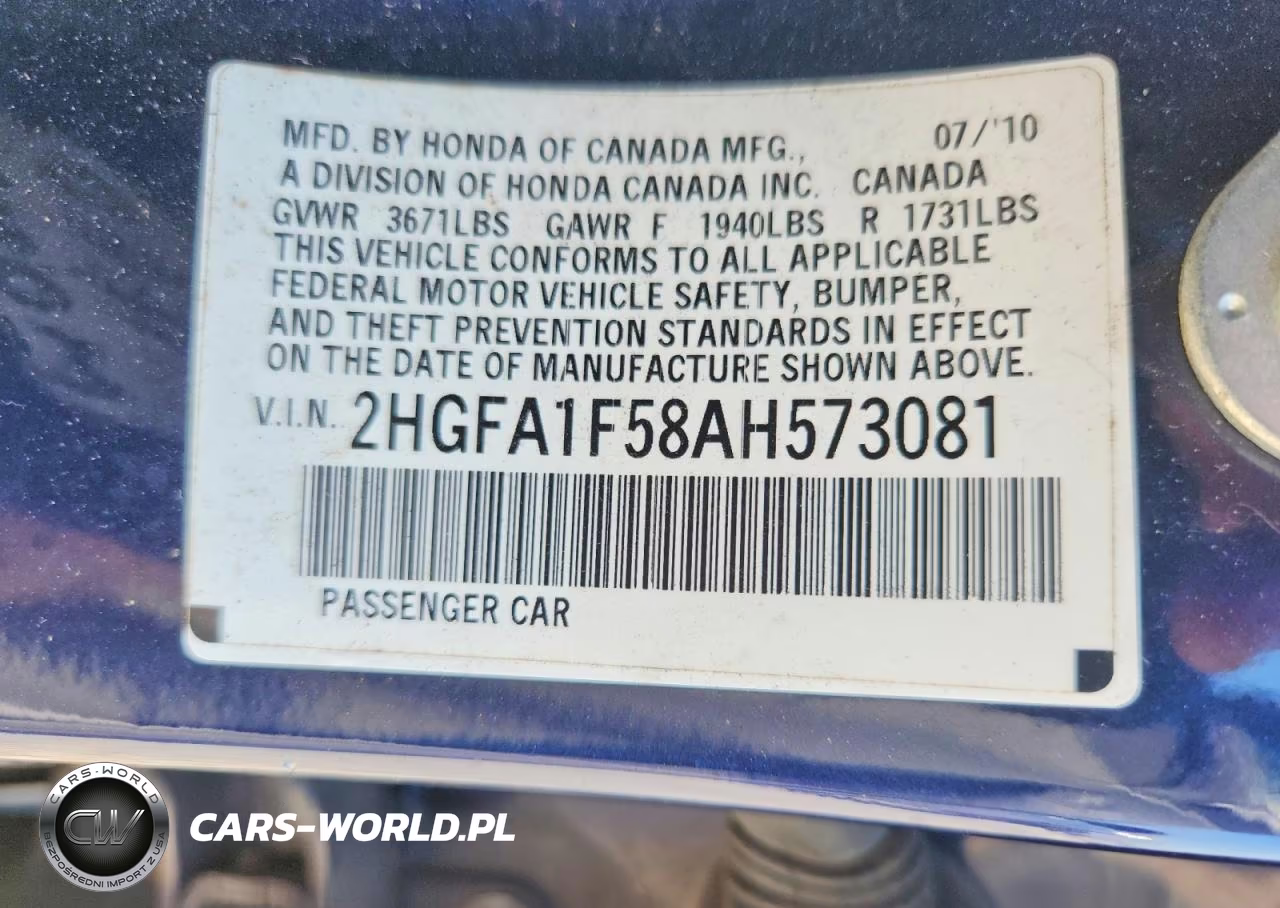 2010 Honda Civic Lx VIN:2HGFA1F58AH573081 - 13