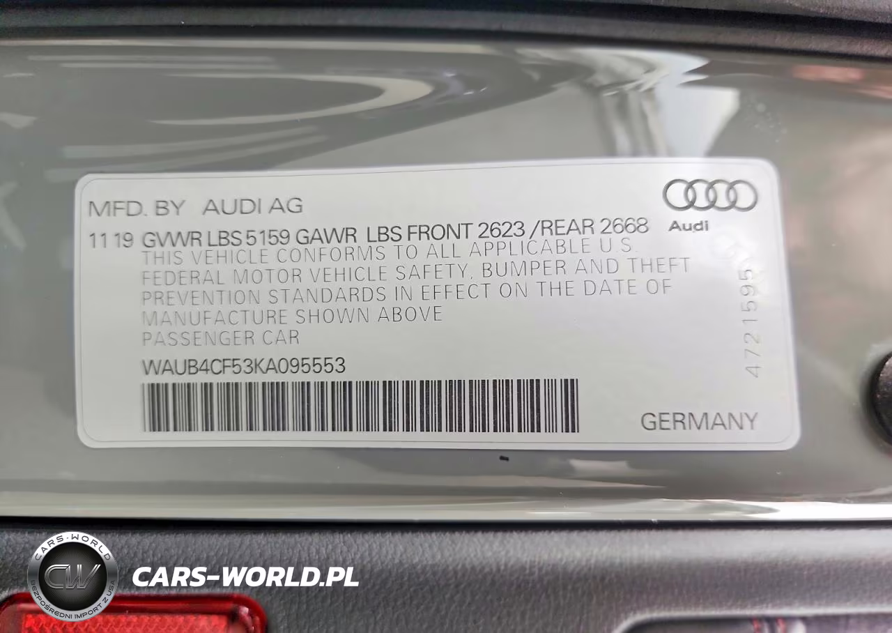 2019 Audi S5 Premium Plus VIN:WAUB4CF53KA095553 - 12
