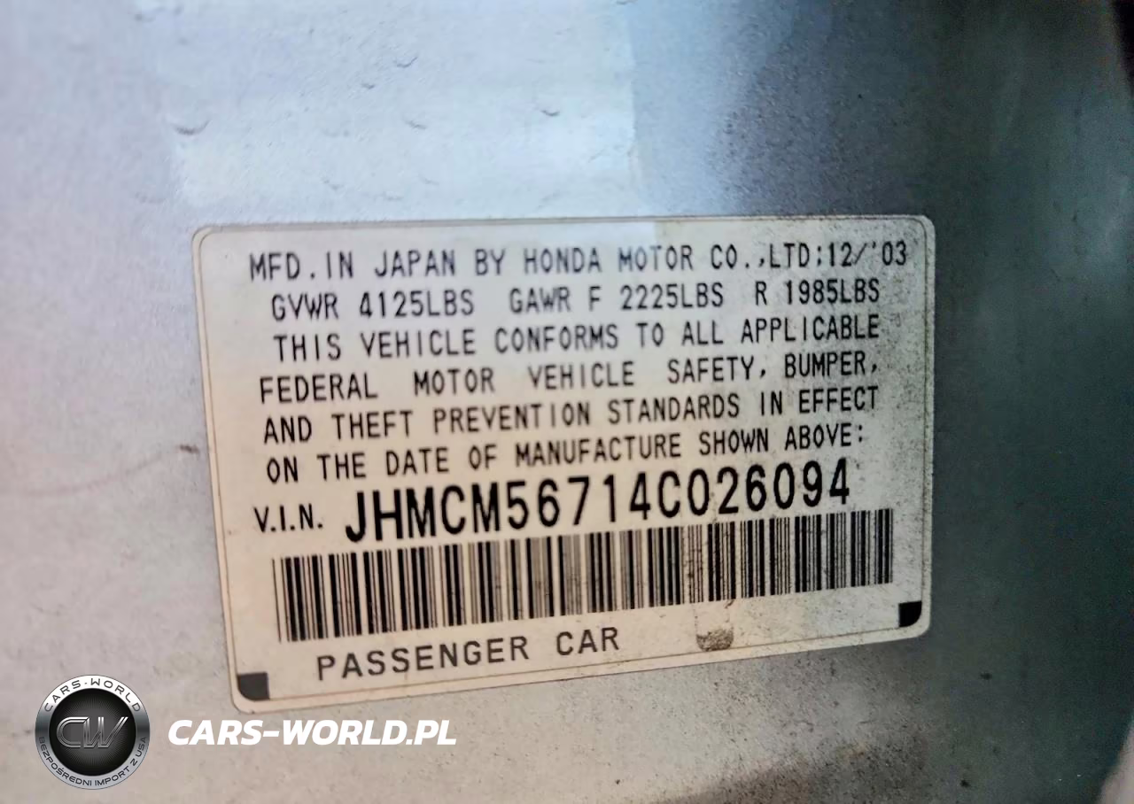 2004 Honda Accord Ex VIN:JHMCM56714C026094 - 12