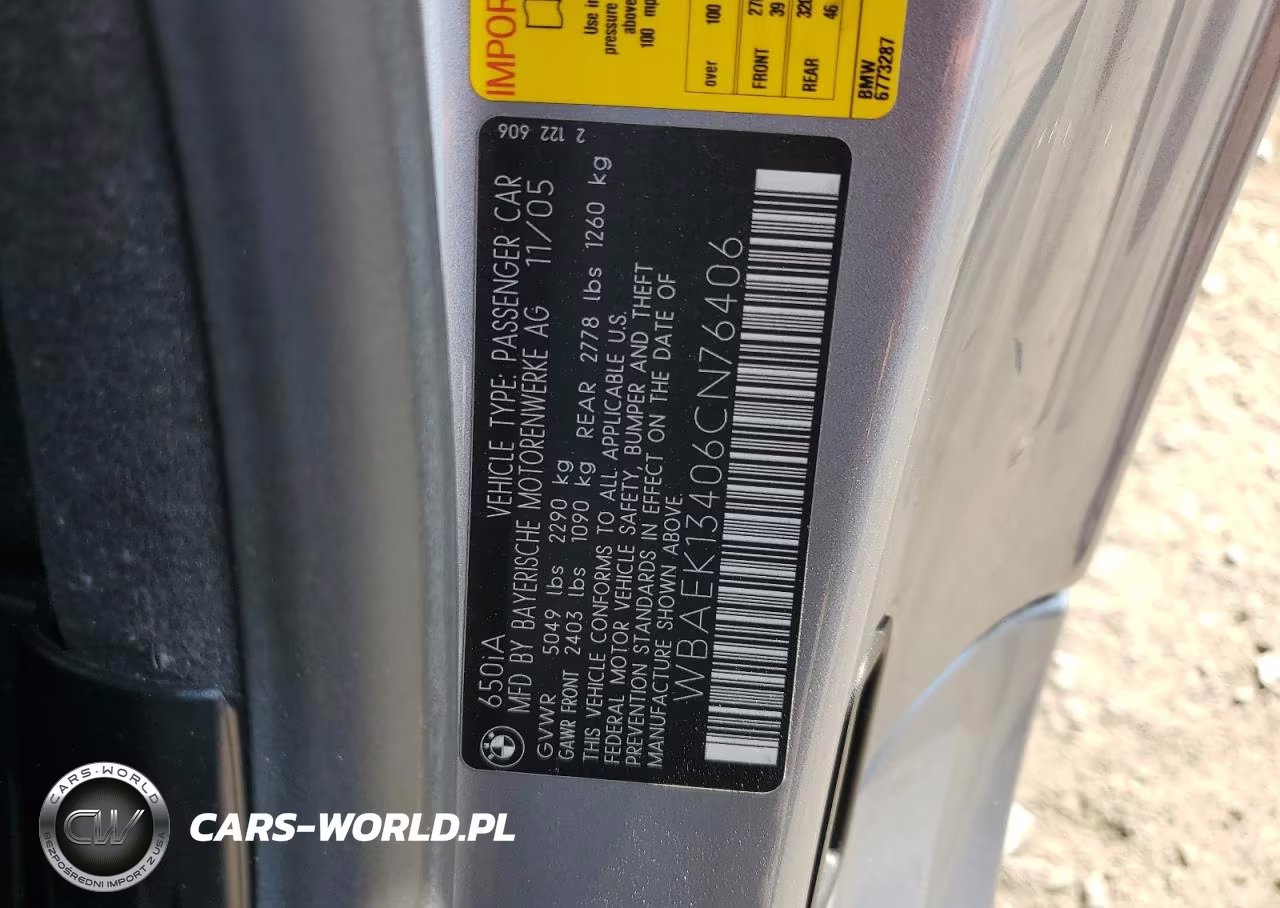 2006 BMW 650 I VIN:WBAEK13406CN76406 - 12