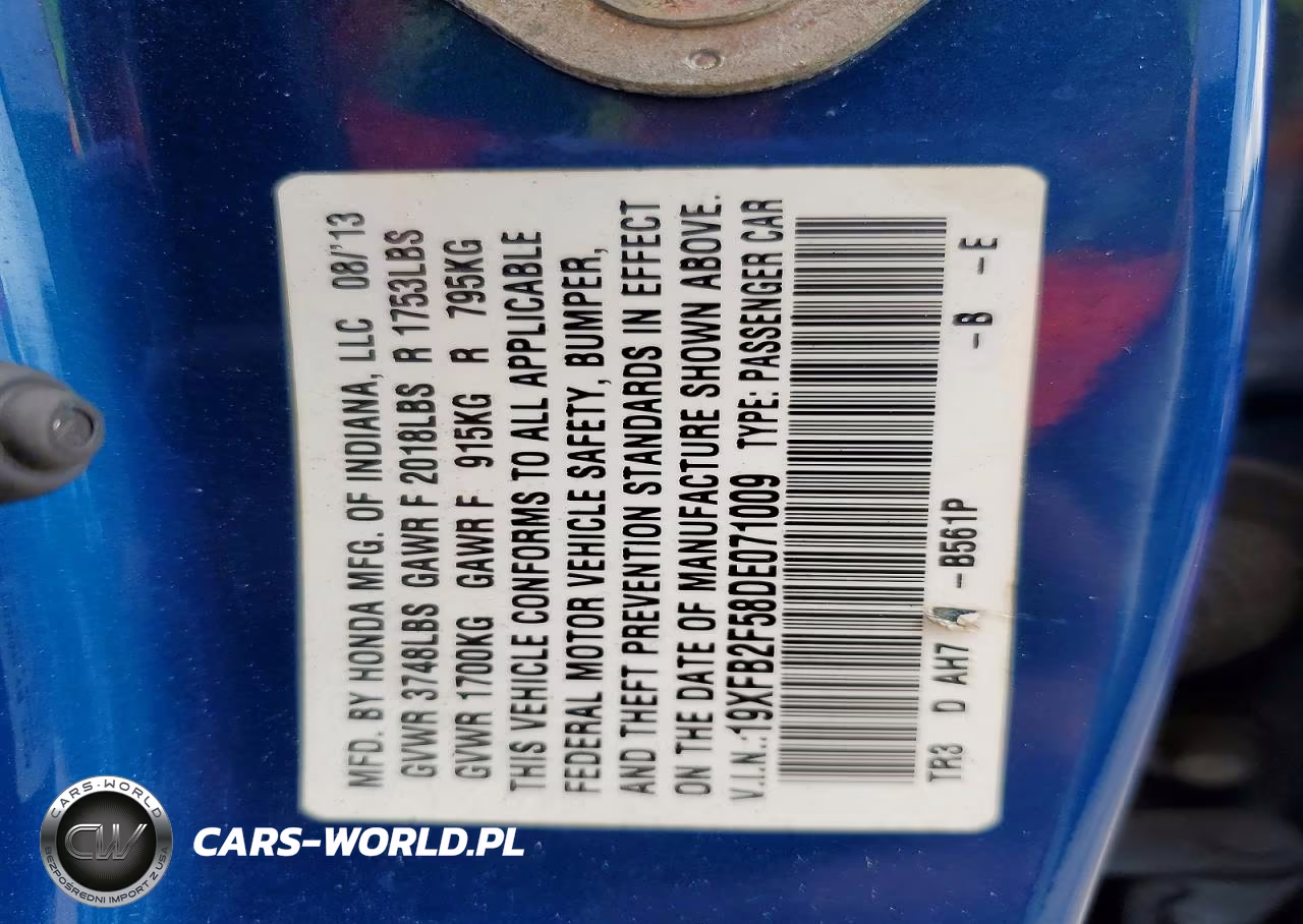2013 Honda Civic Lx VIN:19XFB2F58DE071009 - 12
