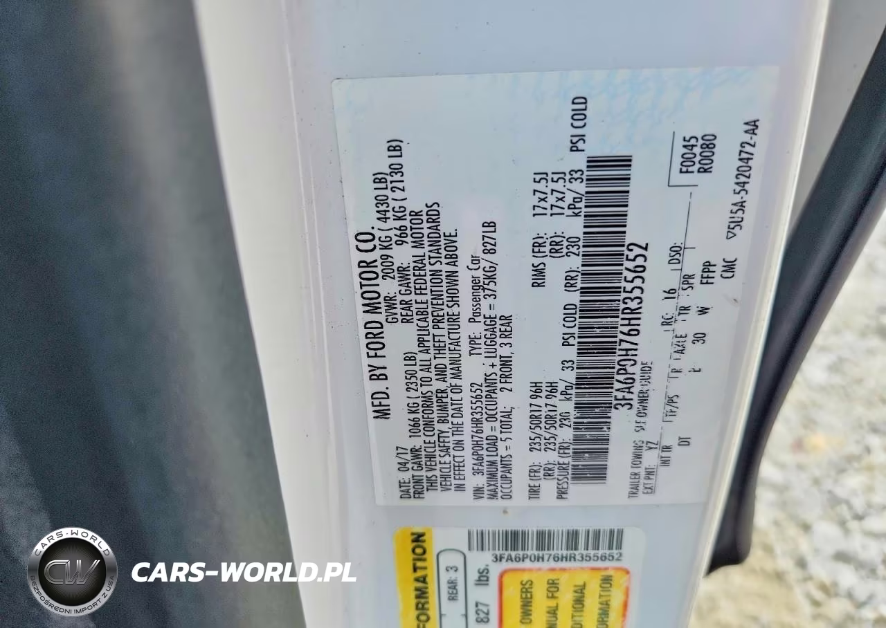 2017 Ford Fusion Se VIN:3FA6P0H76HR355652 - 12