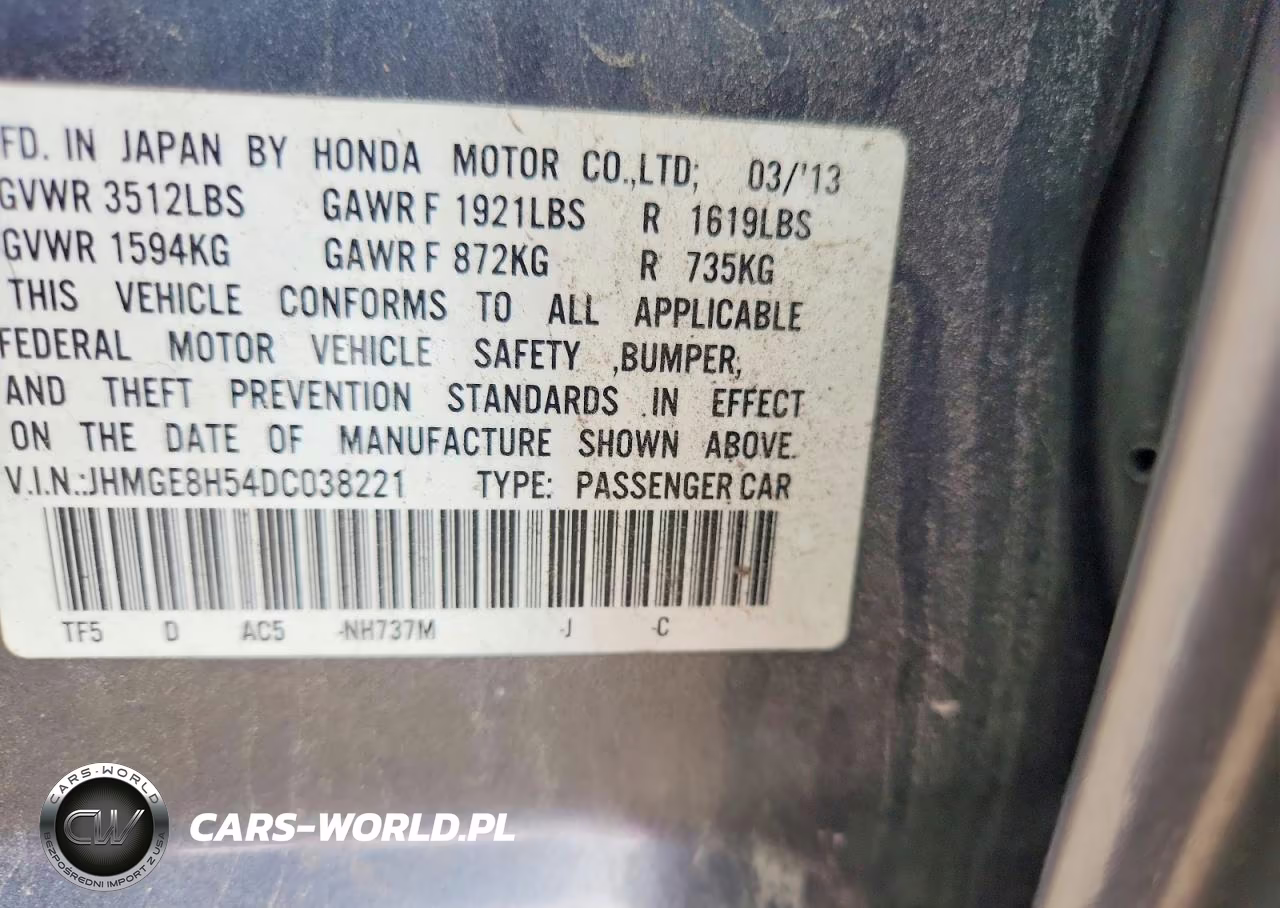 2013 Honda Fit Sport VIN:JHMGE8H54DC038221 - 12