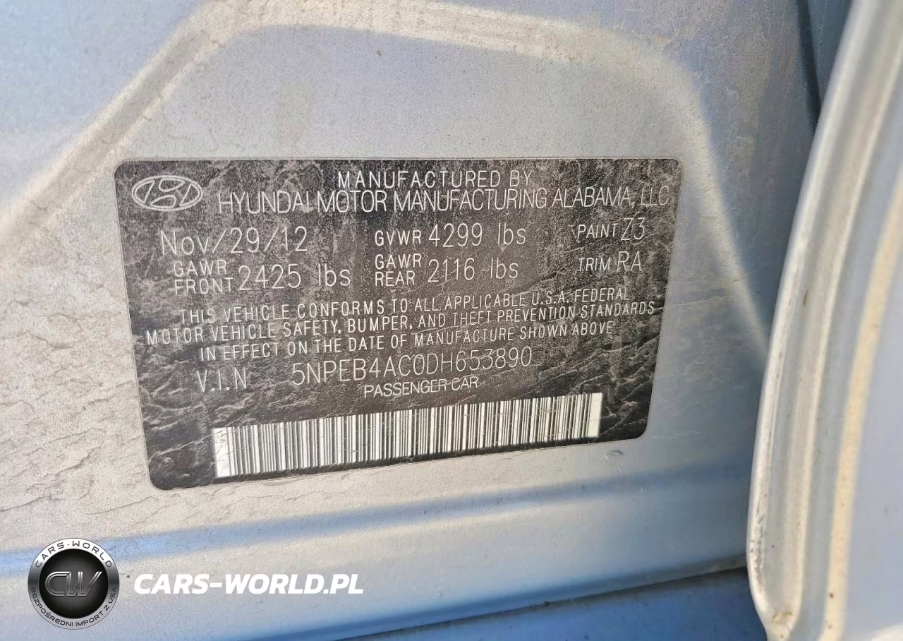 2013 Hyundai Sonata Gls VIN:5NPEB4AC0DH653890 - 12