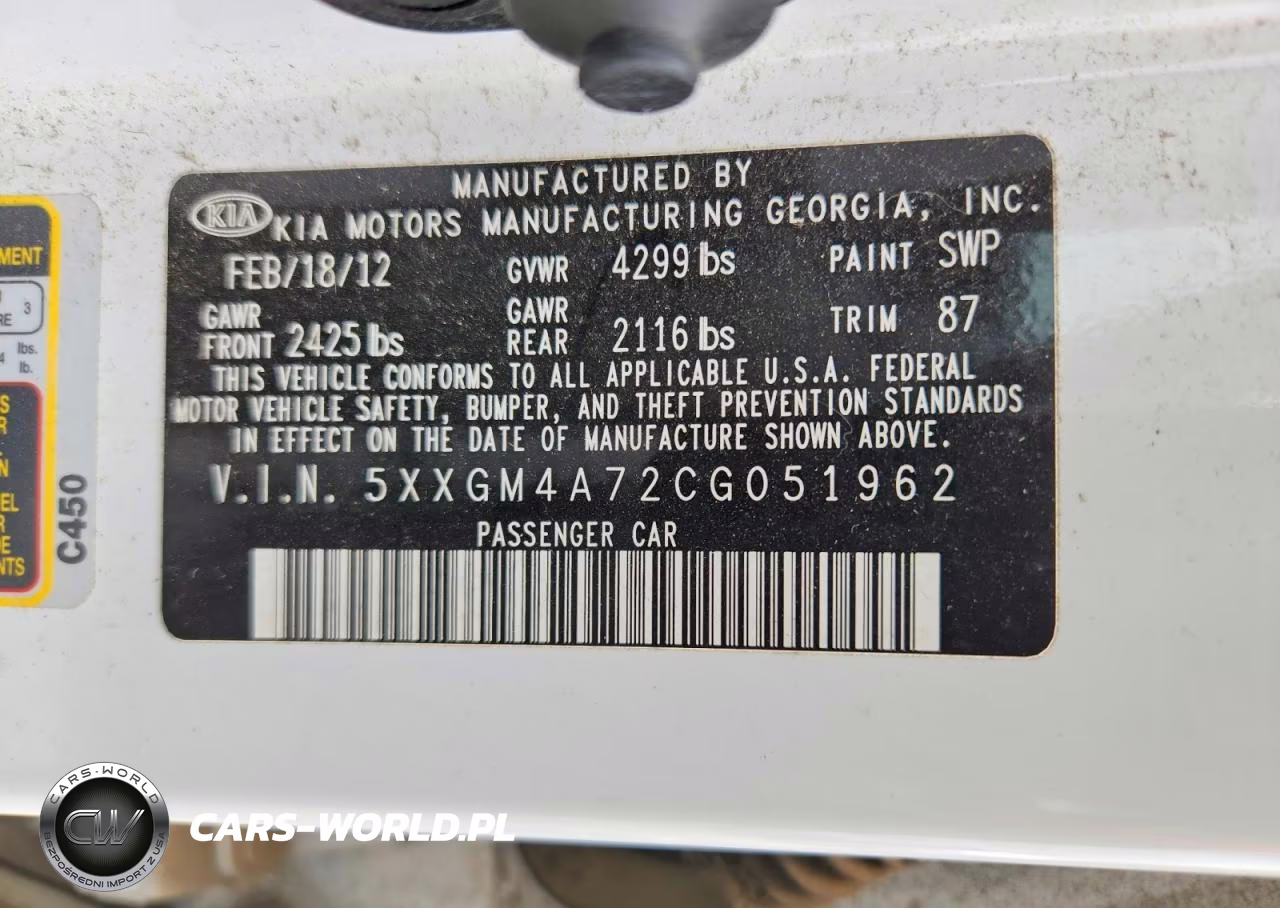 2012 Kia Optima Lx VIN:5XXGM4A72CG051962 - 12