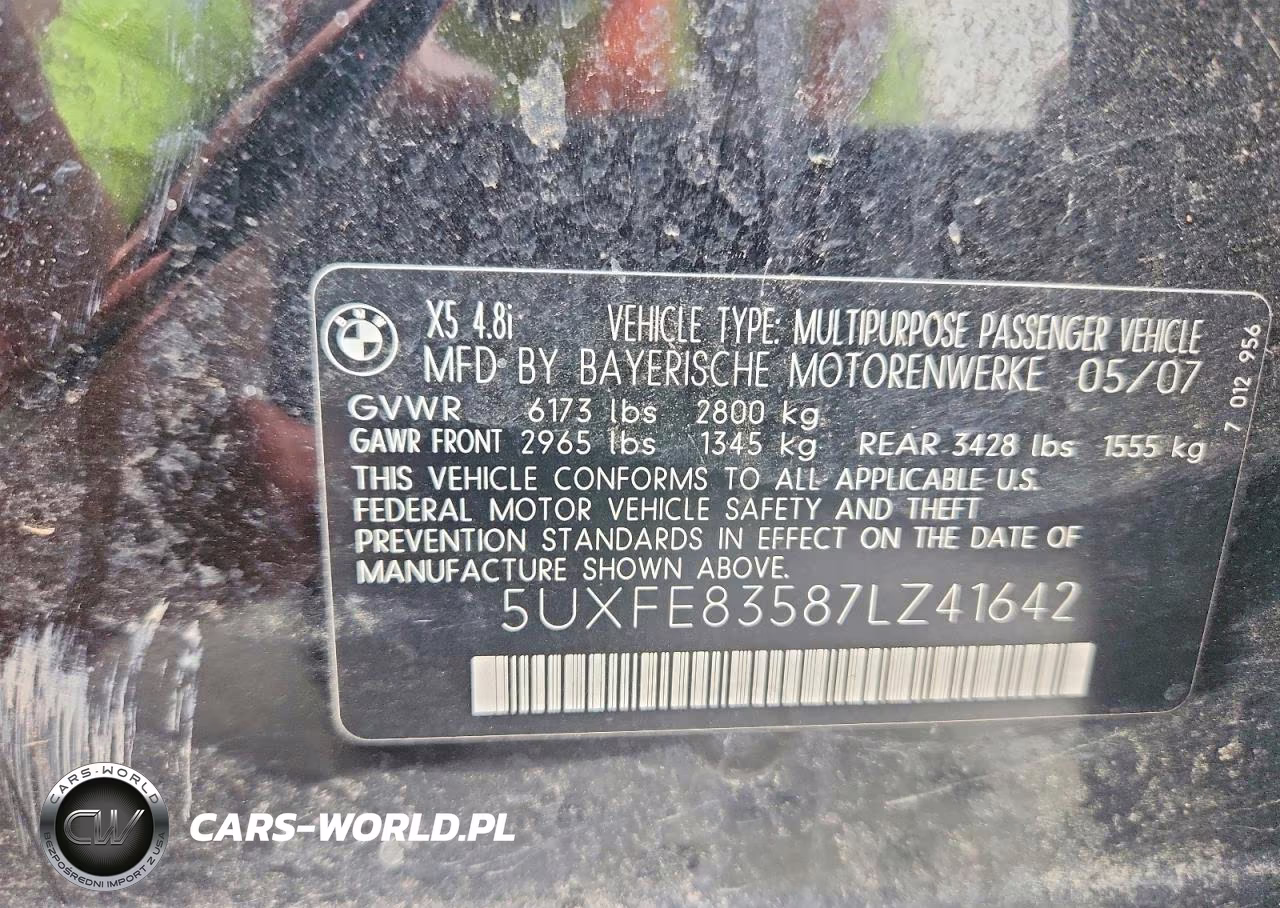 2007 BMW X5 4.8I VIN:5UXFE83587LZ41642 - 13