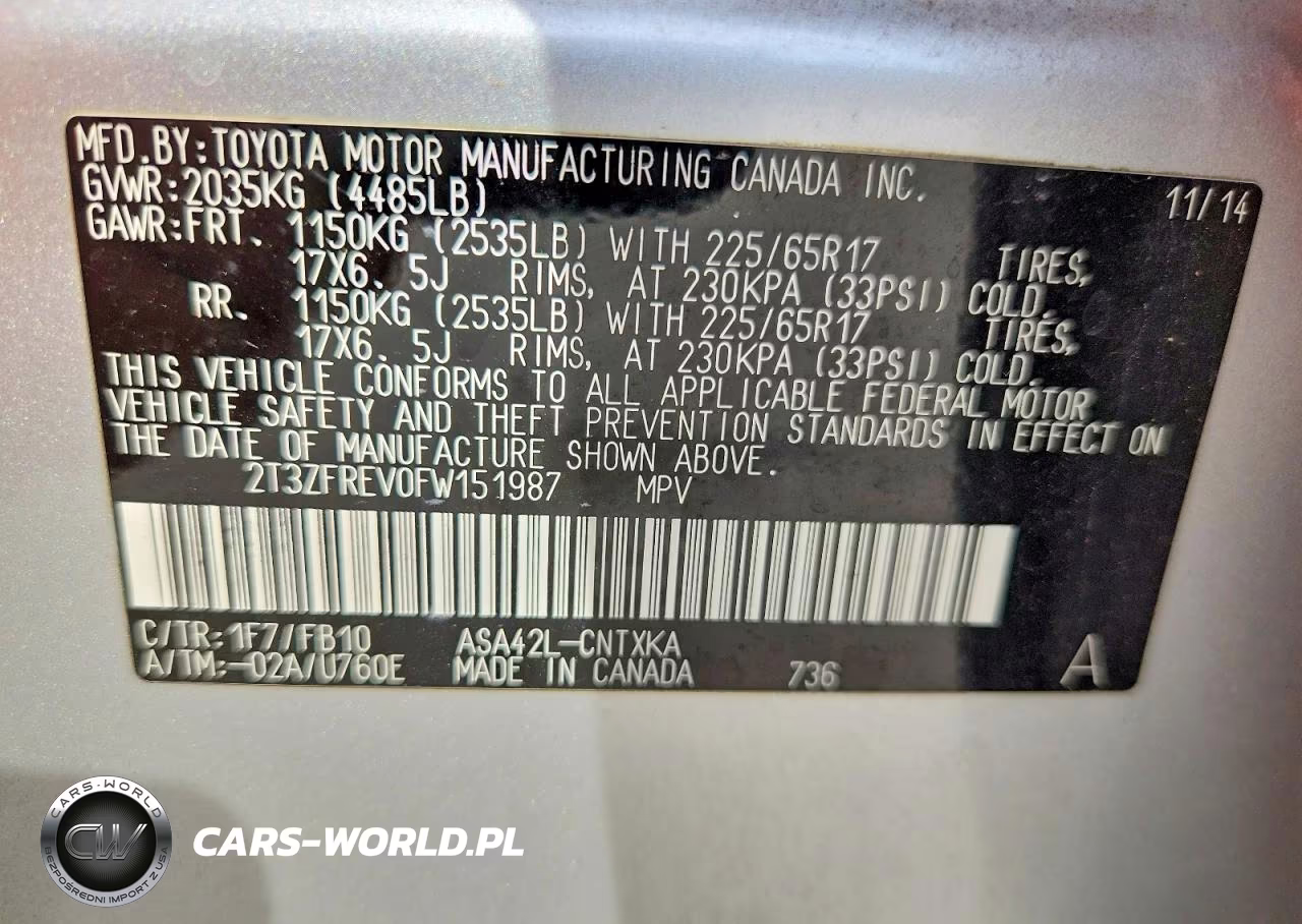 2015 Toyota Rav4 Le VIN:2T3ZFREV0FW151987 - 12