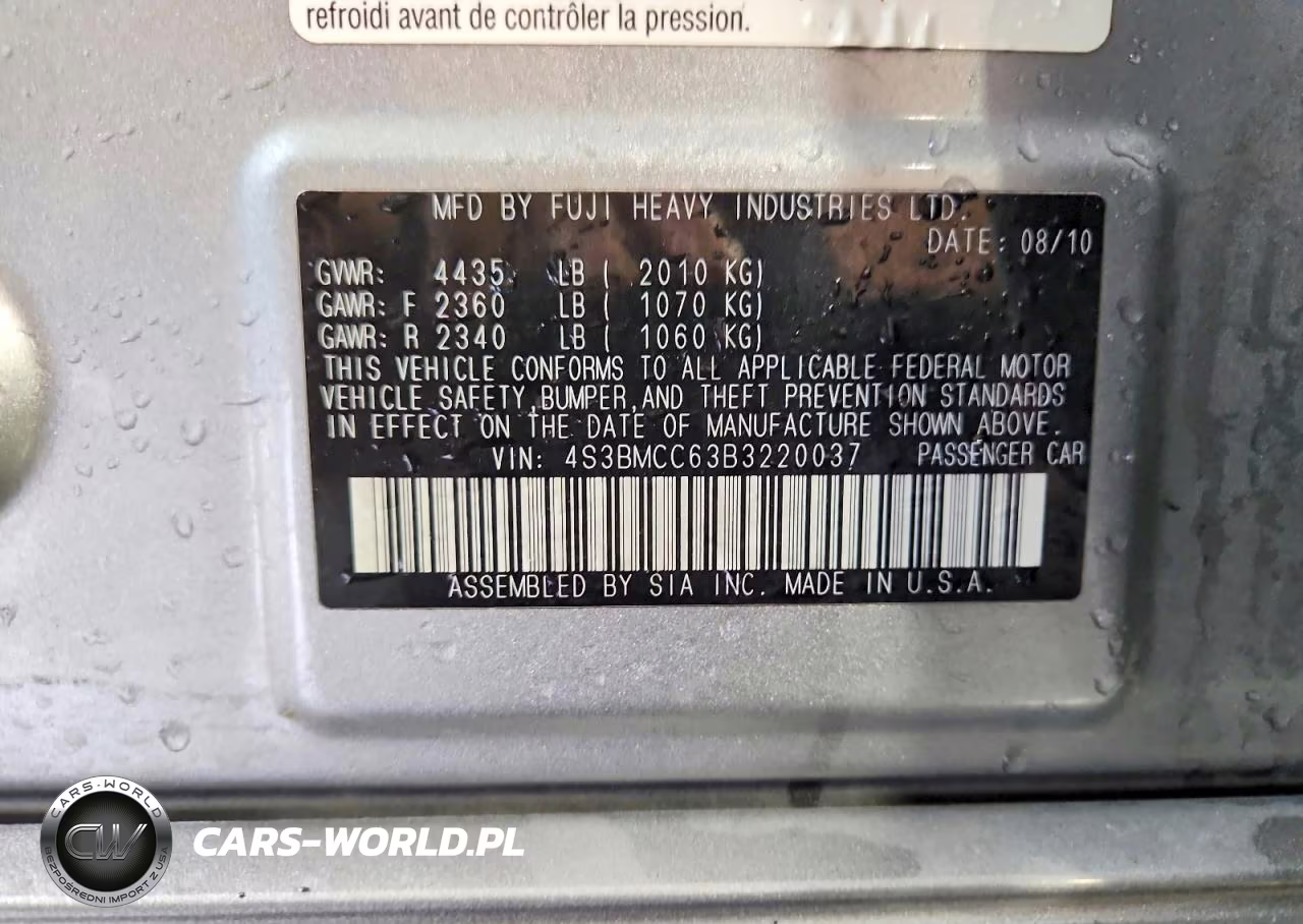 2011 Subaru Legacy 2.5I Premium VIN:4S3BMCC63B3220037 - 12