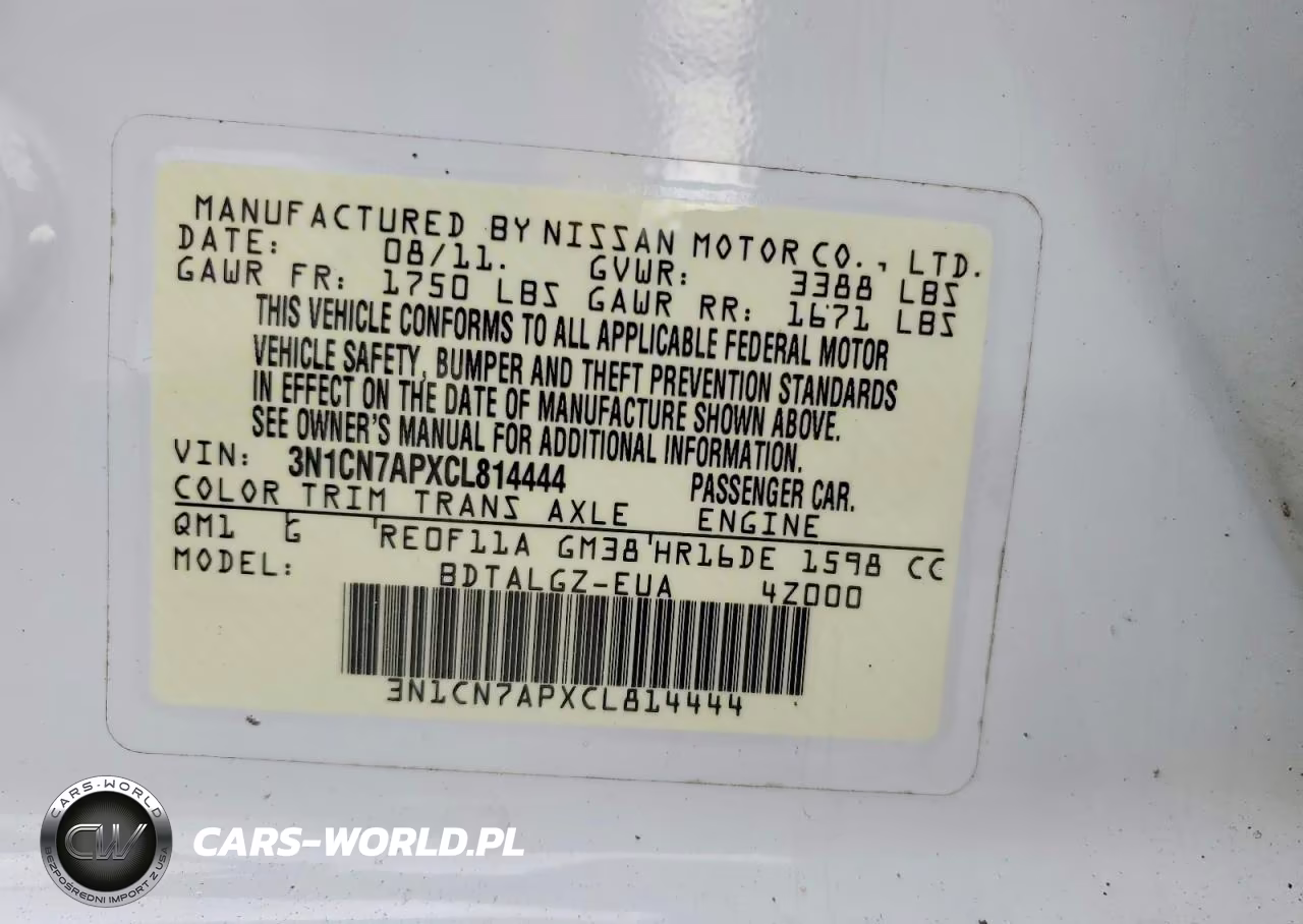 2012 Nissan Versa 1.6 S VIN:3N1CN7APXCL814444 - 12