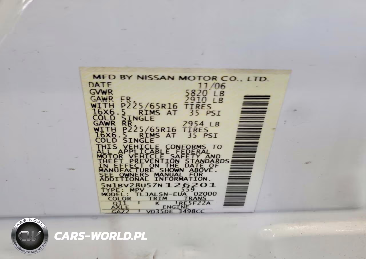 2007 Nissan Quest 3.5 VIN:5N1BV28U57N126201 - 13