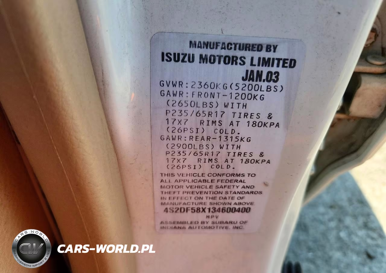 2003 Isuzu Axiom Xs VIN:4S2DF58X134600400 - 13